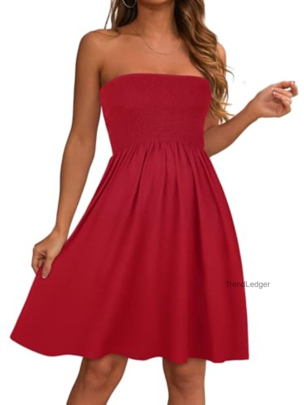 Strapless Tube Top Sundress A-Line Beach Cover-Up Above Knee